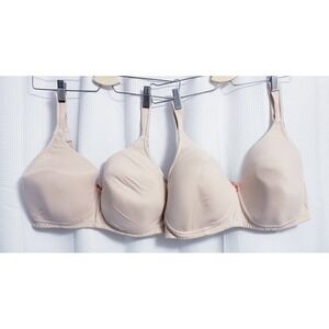 Lot of 2 HoneyB 44DDD Full-Figure Wire-Free Nude Bras